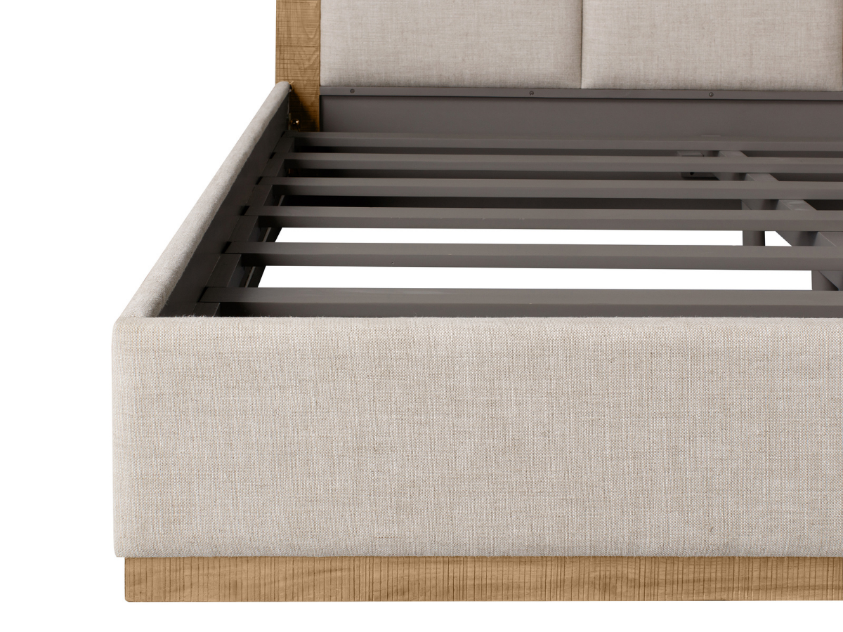 Bacara Modern Classic Wood Beige Upholstered Bed - Natural - King