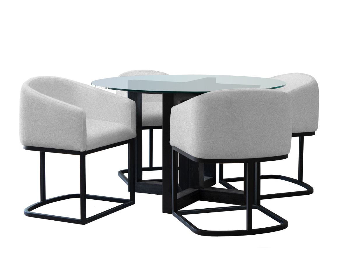 Atlas 5-pc Contemporary Dining Collection with Metal Base Chairs - Gray
