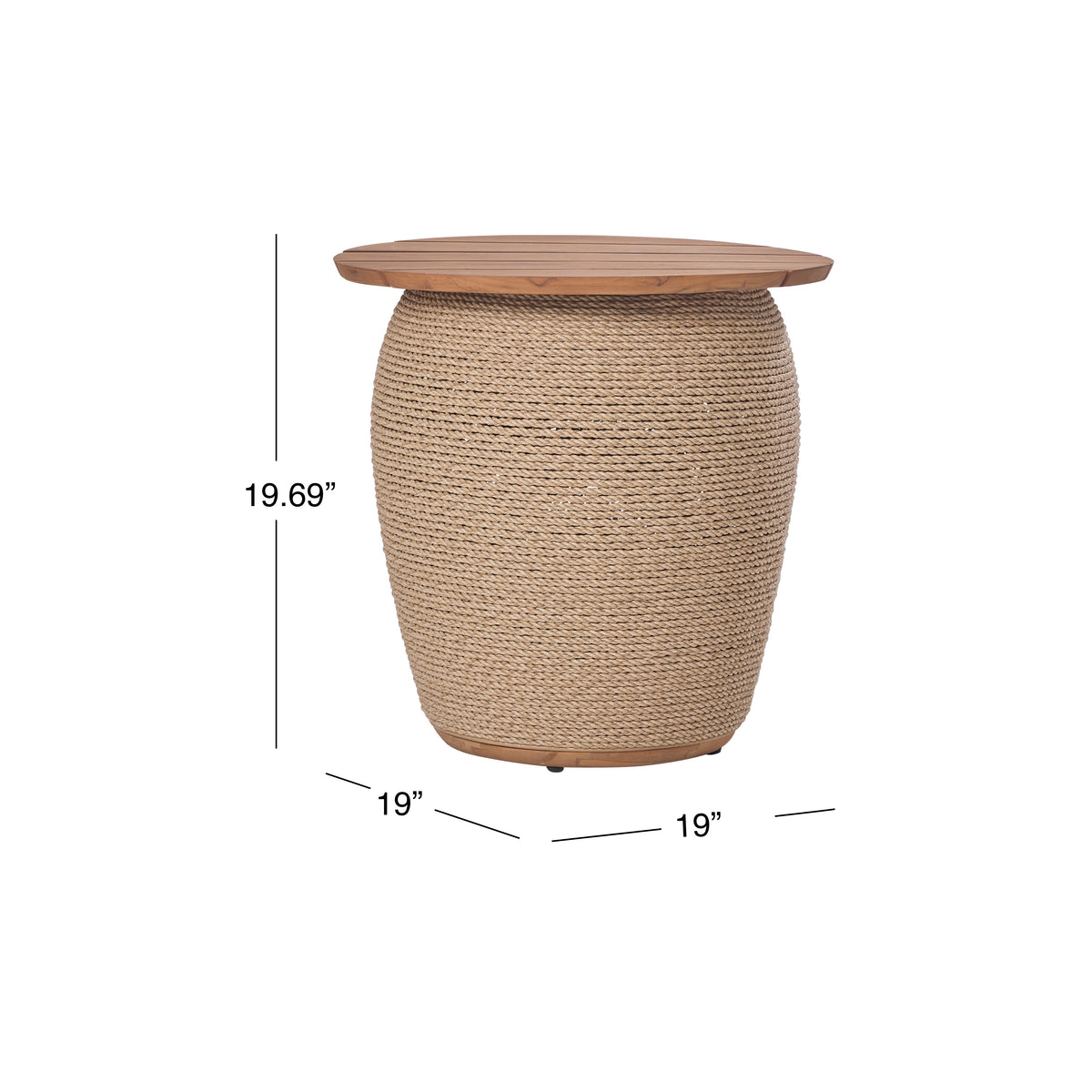 Bali Outdoor Teak and Rope Storage Side Table