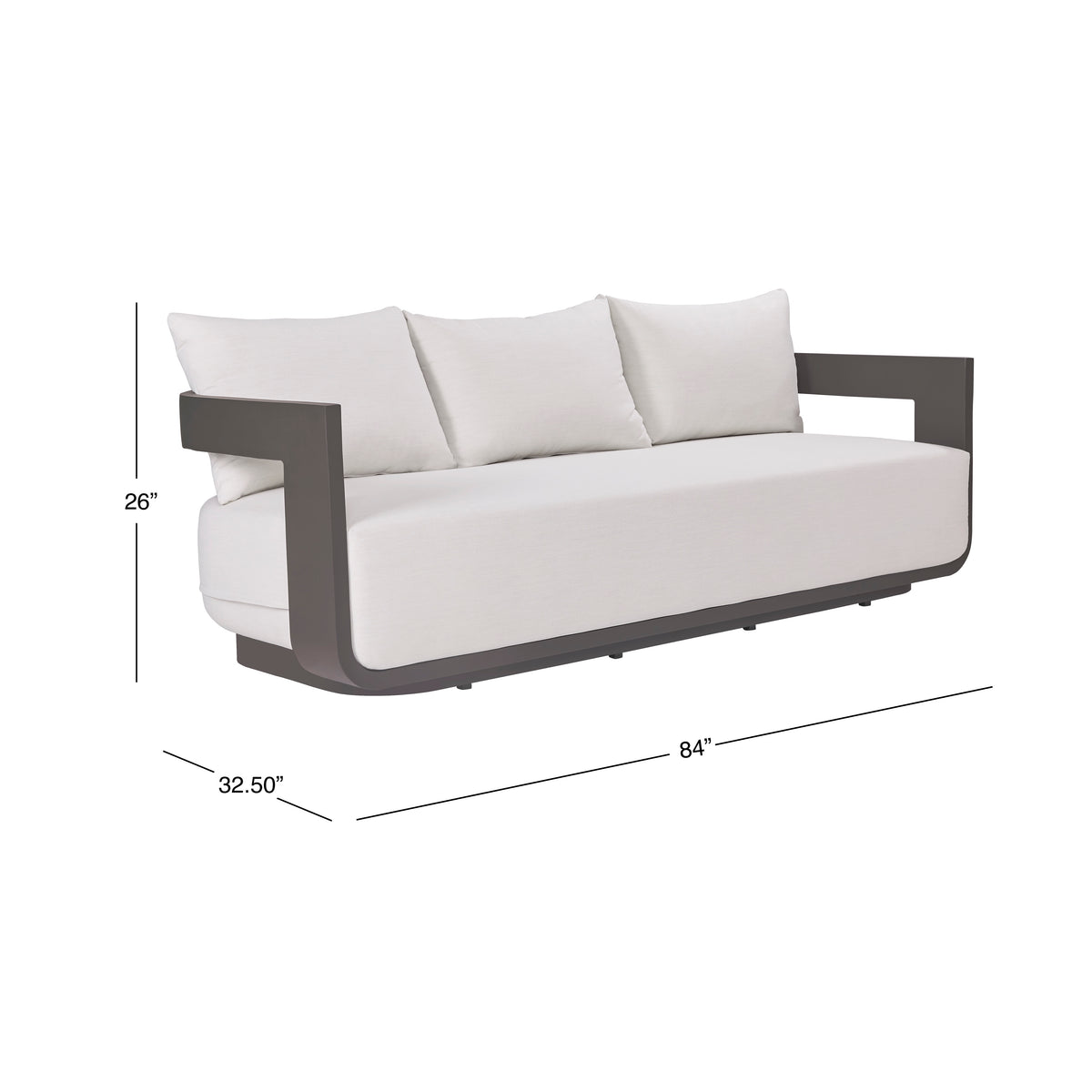 Sedona Outdoor Sofa, Sunbrella Cast Pumice And Bronze Aluminum