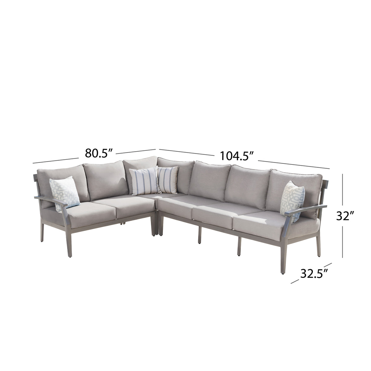 Marilla Outdoor Sectional - Gray (No Coffee Table)