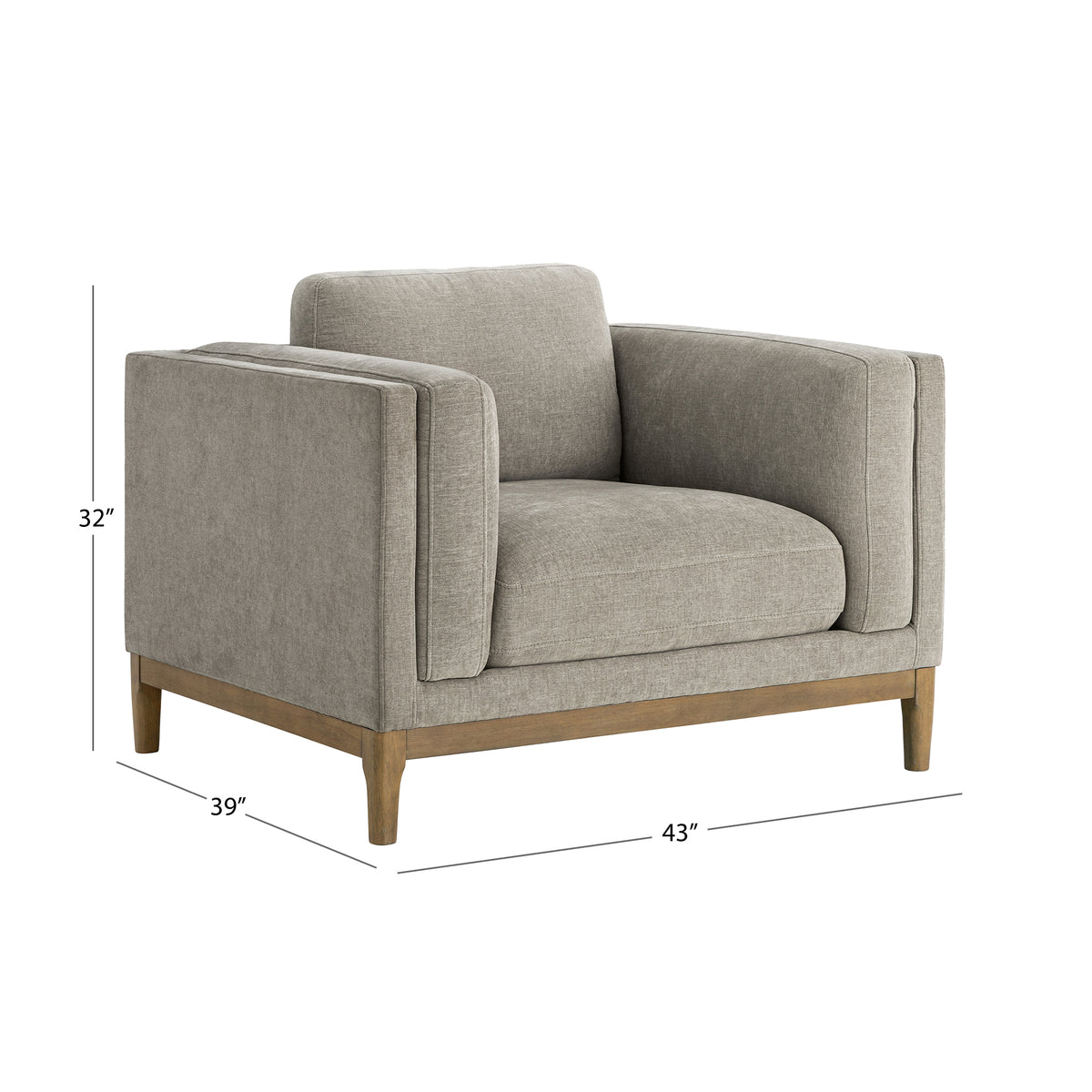 Renee Fabric Chair with Wood Base, Gray