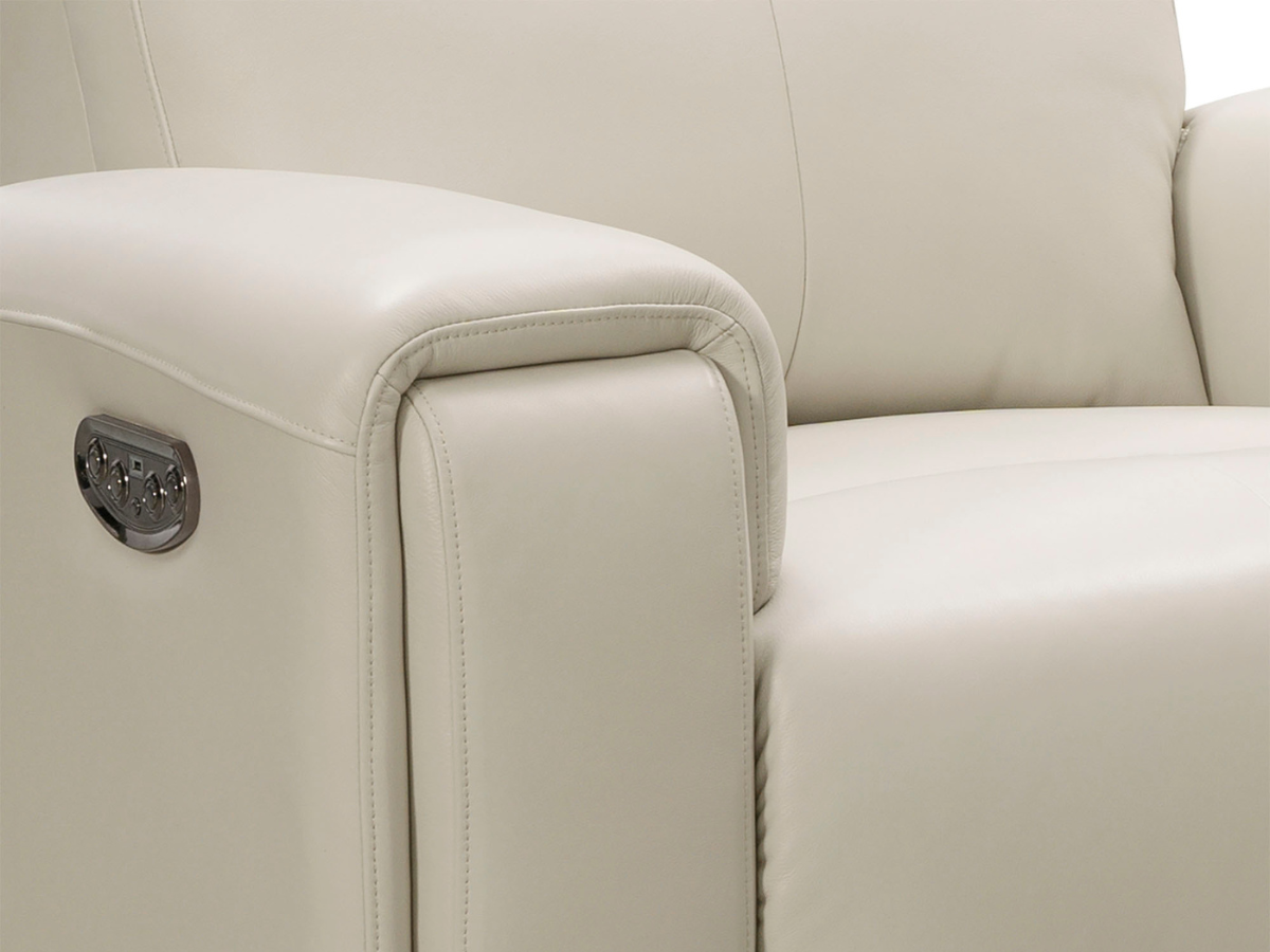 Keegan Leather Power Recliner - Ivory