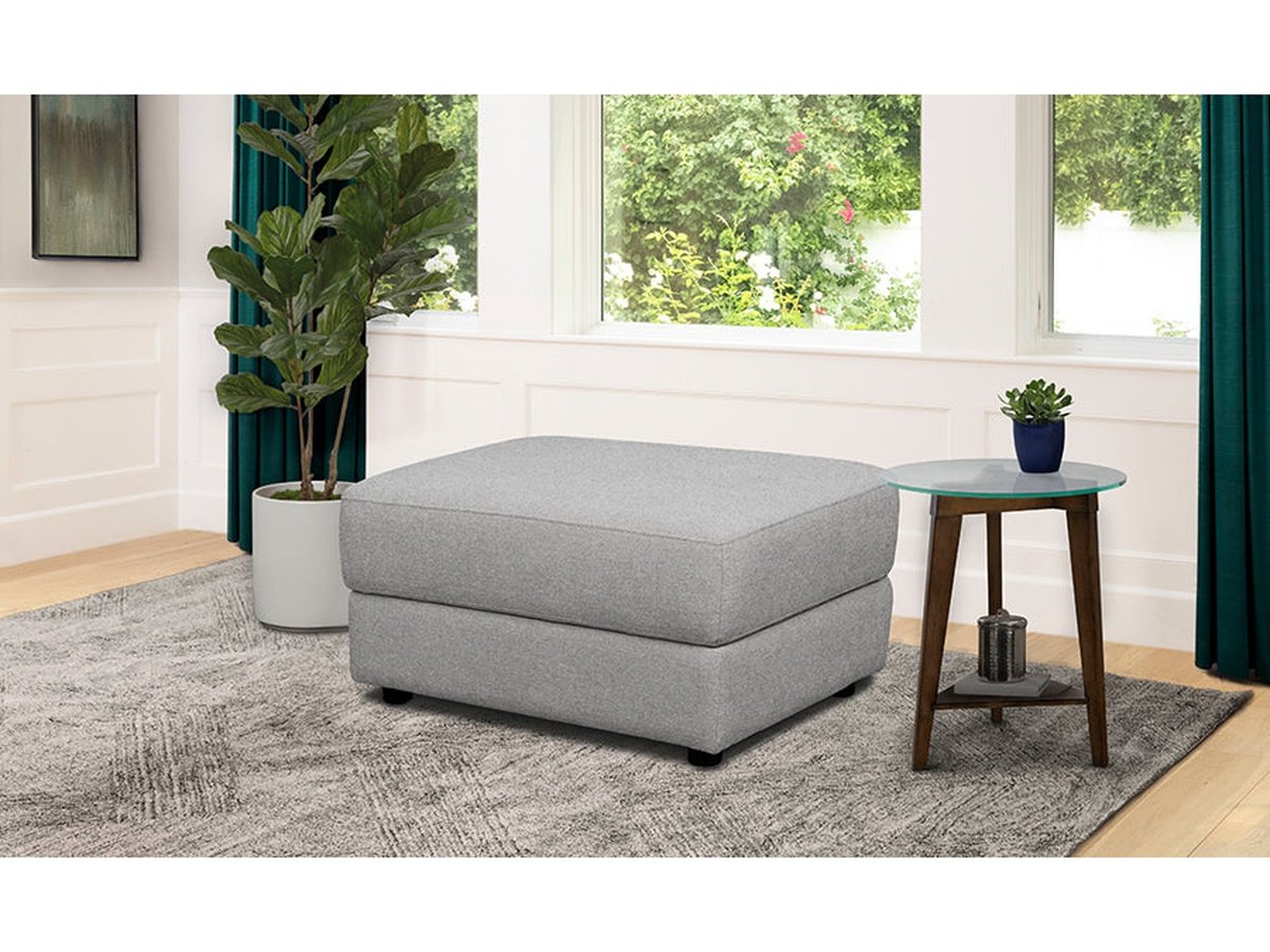 Elliot Fabric Ottoman - Light Gray