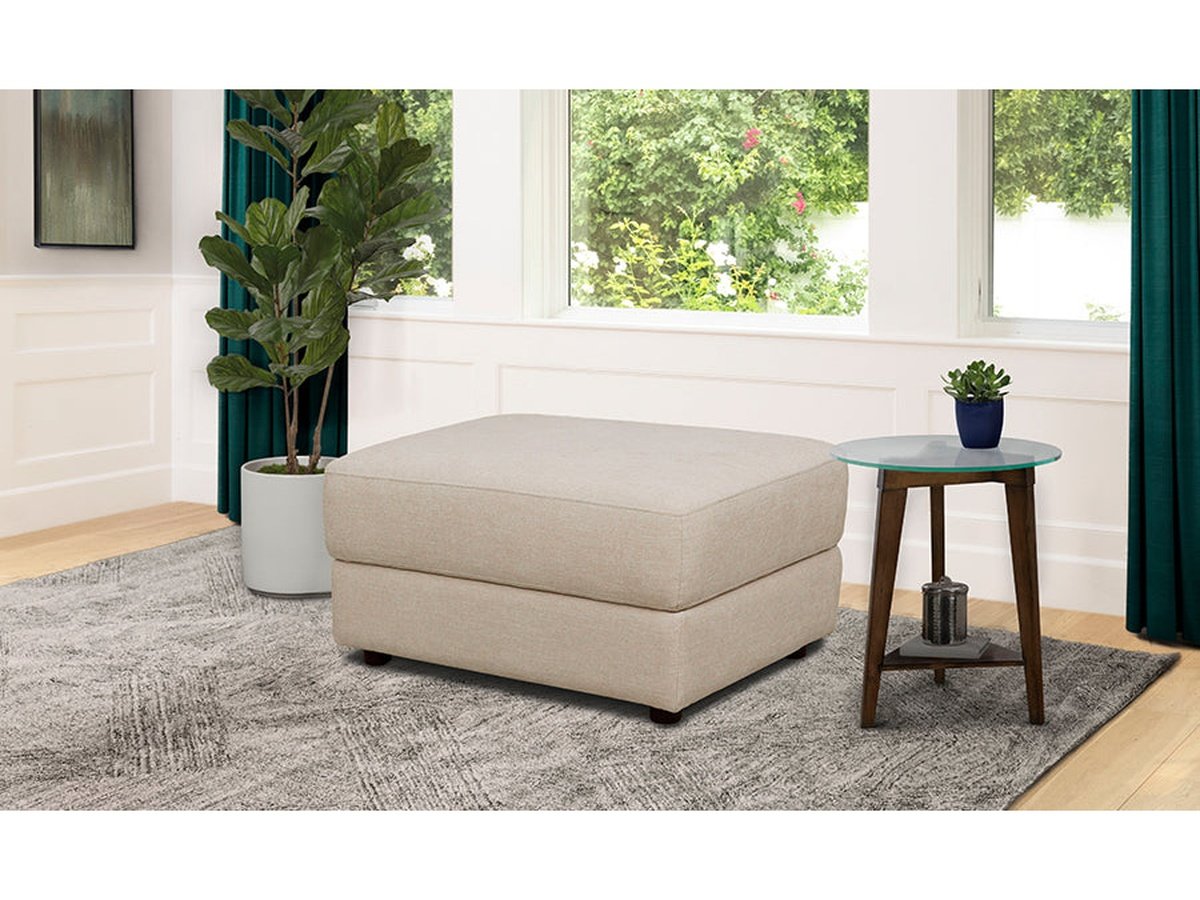 Elliot Fabric Ottoman - Beige