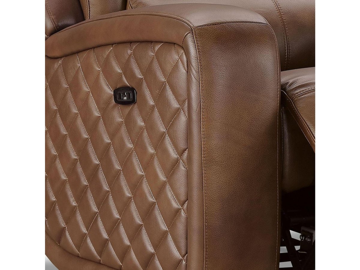 Raymond Leather Power Reclining Loveseat, Brown Default Title