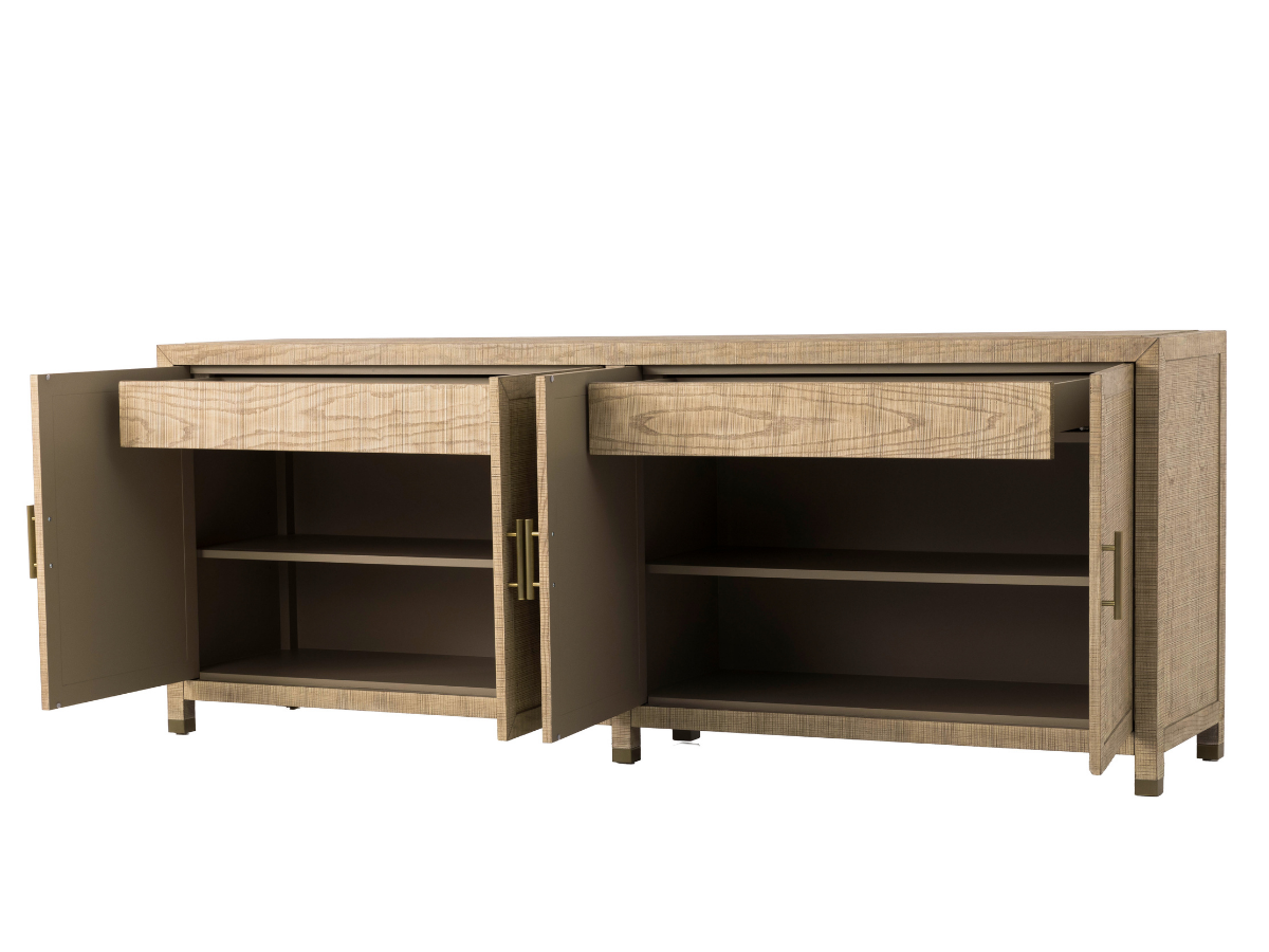 Bacara Modern Classic Wood Brushed 4 Door Sideboard 89' - Natural