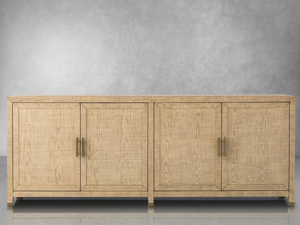 Bacara Modern Classic Wood Brushed 4 Door Sideboard 89' - Natural