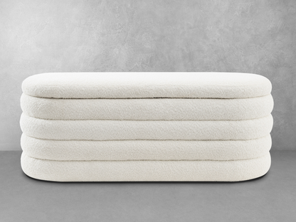 Cleo Storage Bench Ottoman - Ivory