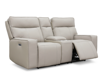 Layton Leather Power Reclining Loveseat - Gray