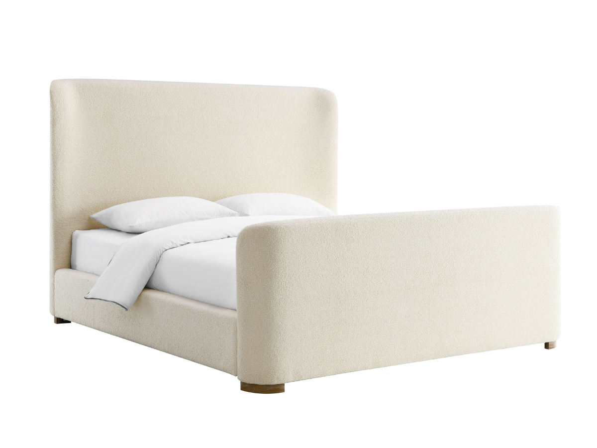 Luciano Bouclé Fabric Sleigh Bed - Queen - Ivory