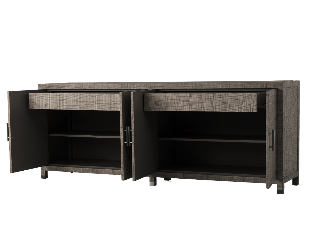 Bacara Modern Classic Wood Brushed 4 Door Sideboard 89' - Gray