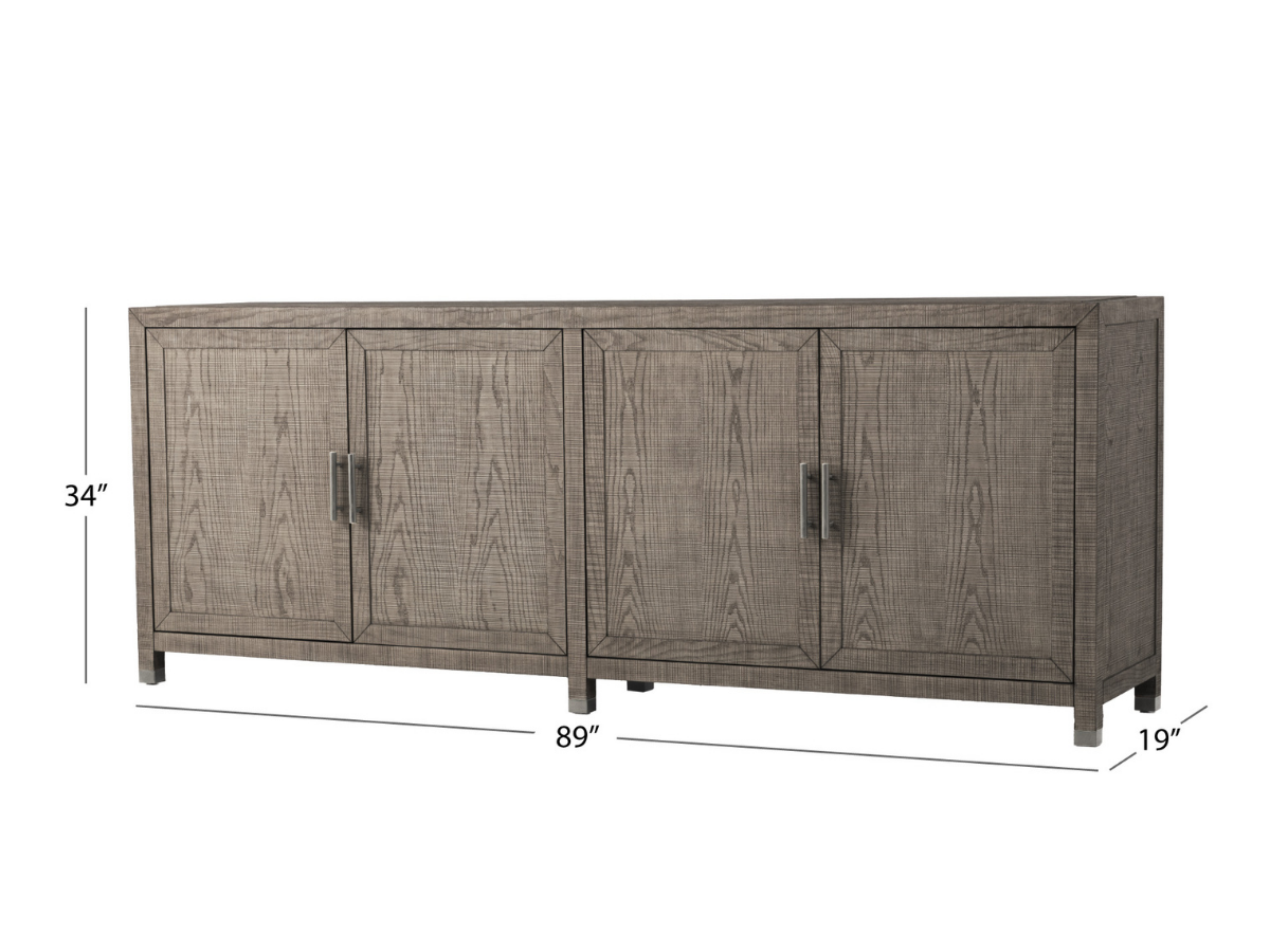 Bacara Modern Classic Wood Brushed 4 Door Sideboard 89' - Gray