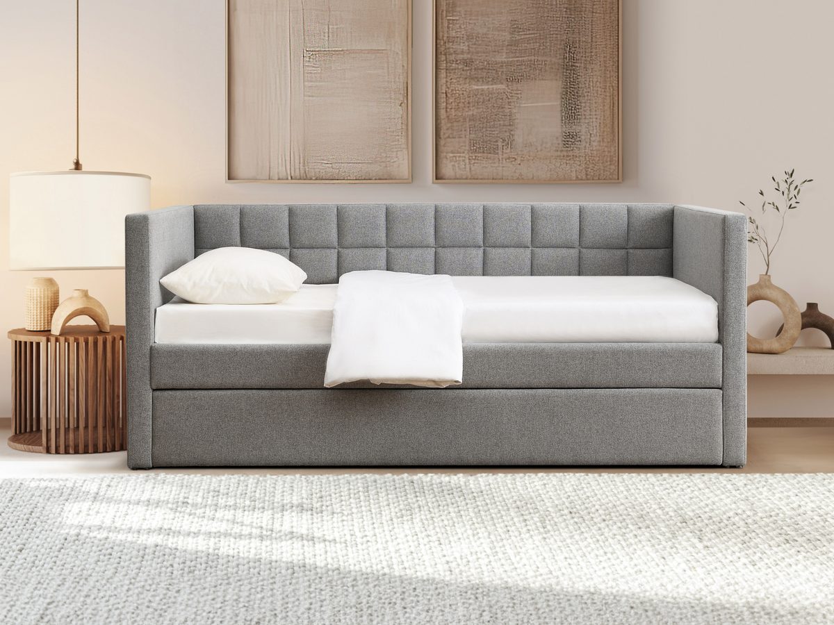 Aveline Upholstered Twin Daybed with Trundle - Gray