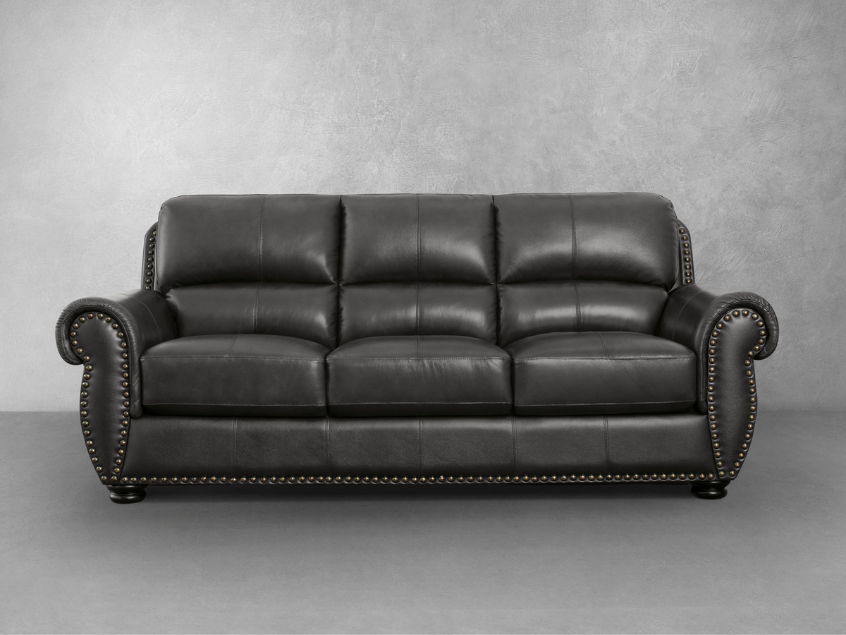 Austin Leather Sofa - Dark Gray
