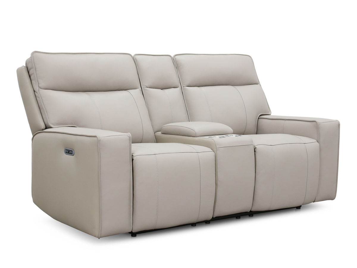 Layton Leather Power Reclining Loveseat - Gray
