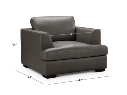 Lisbon Leather Armchair - Dark Gray