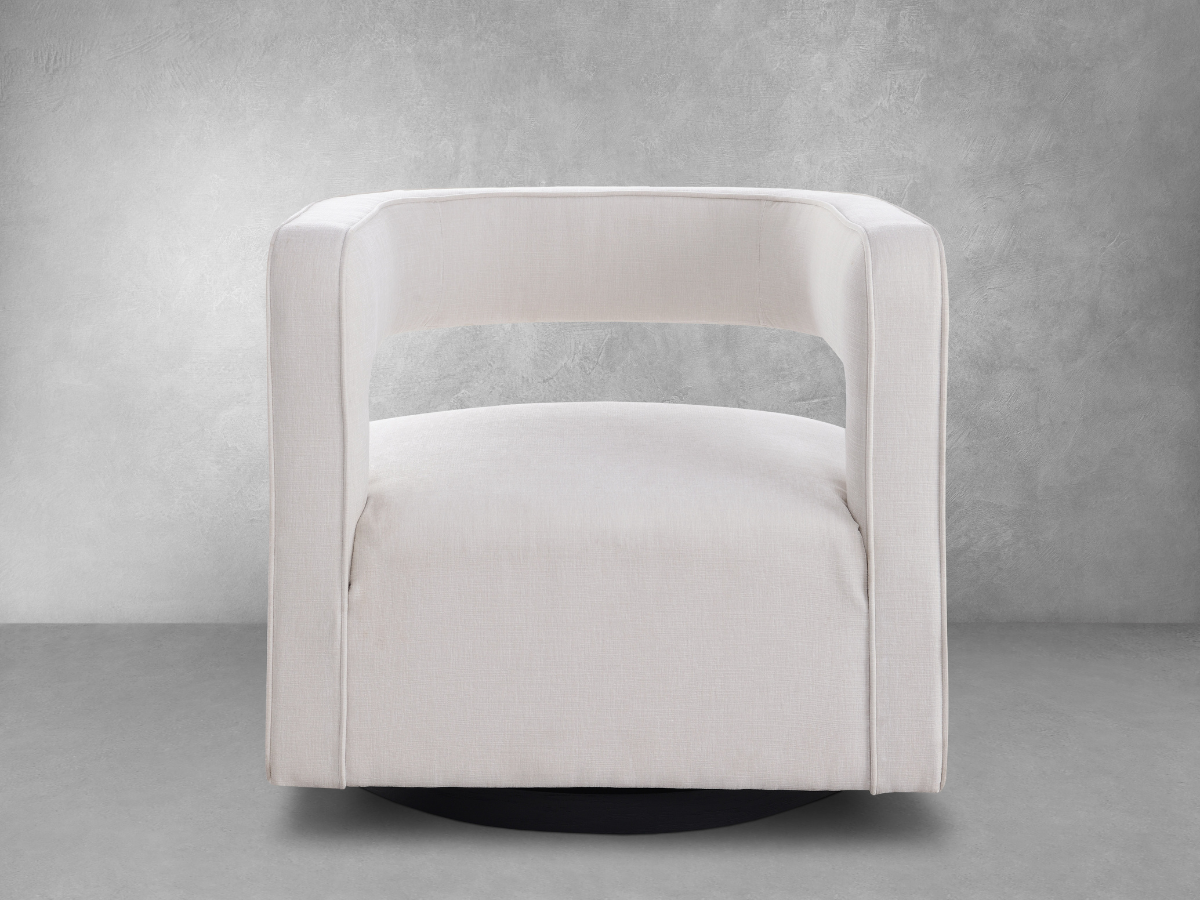 Lunar Stain-Resistant Fabric Swivel Chair - Cream