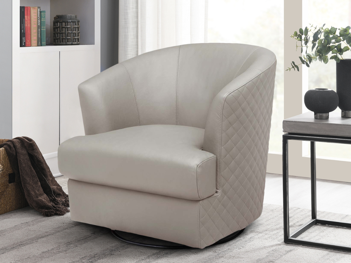 Belfield 100% Top Grain Leather Swivel Chair - Gray