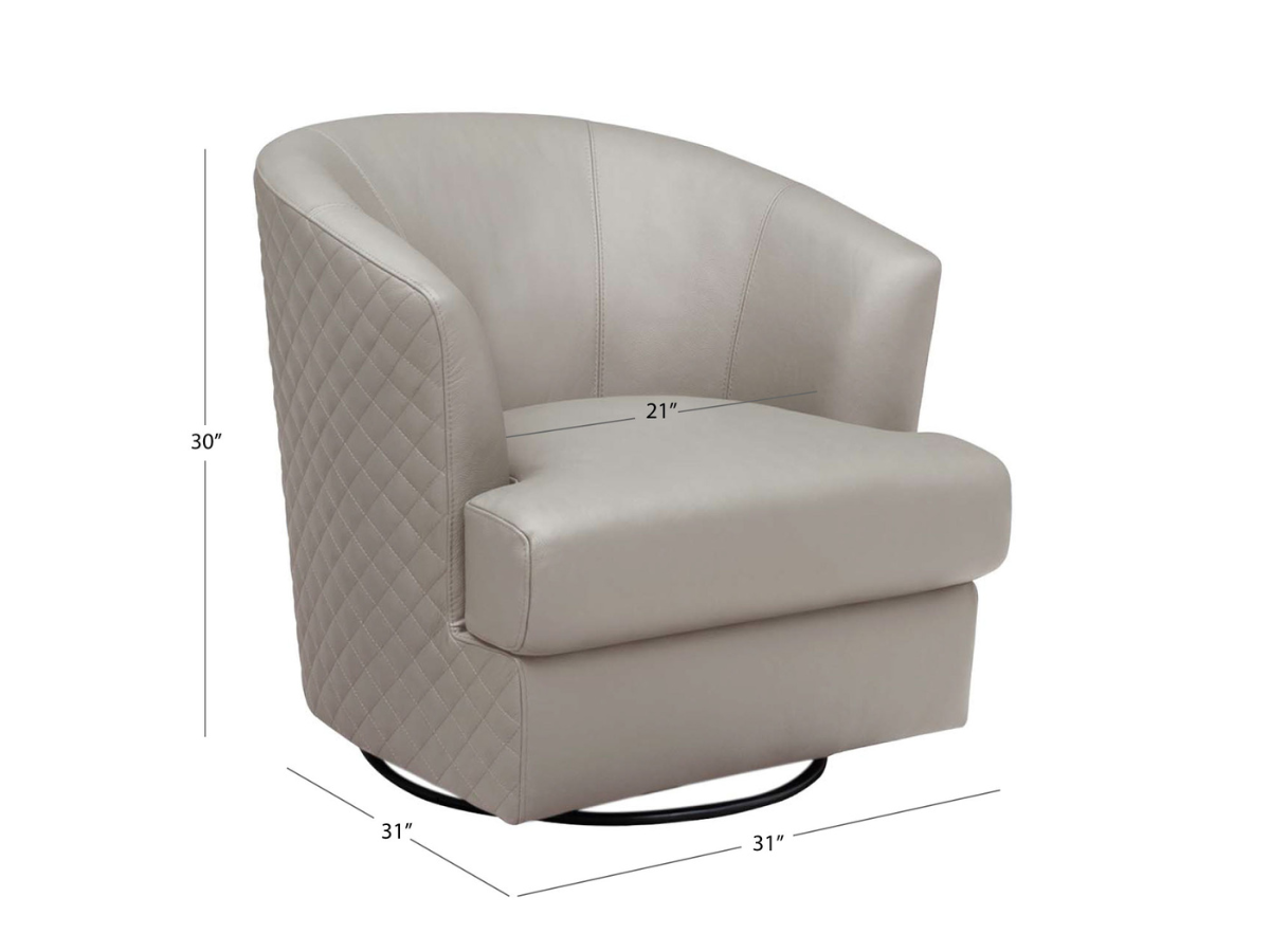 Belfield 100% Top Grain Leather Swivel Chair - Gray