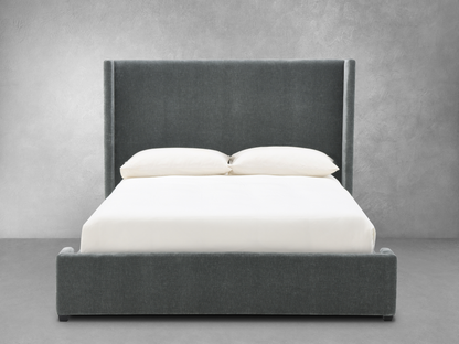 Lennon Upholstered Bed - Charcoal - Queen