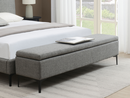 Evella Upholstered Storage Bench - Gray - King
