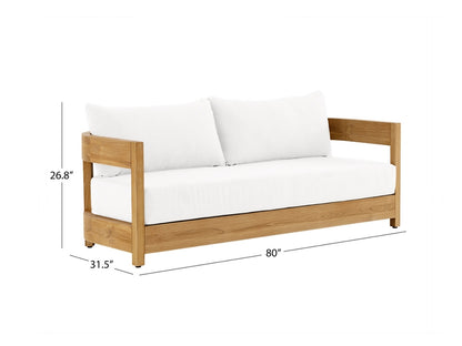 Santino® Outdoor Sofa - White Fabric with Teak Frame
