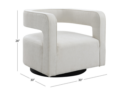 Lunar Stain-Resistant Fabric Swivel Chair - Cream