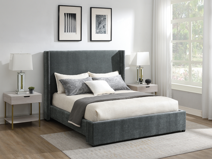 Lennon Upholstered Bed - Charcoal - Queen