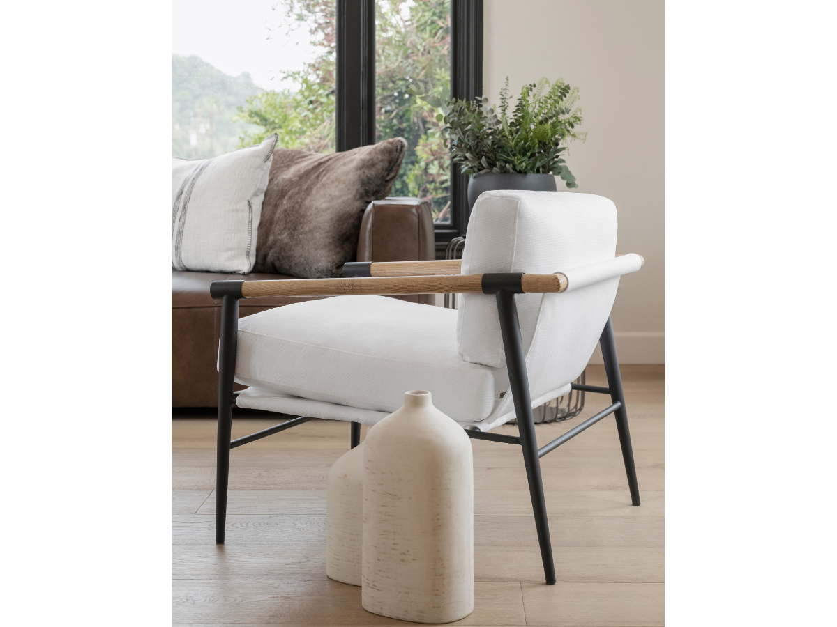 Parker Stain-Resistant Fabric Armchair - Ivory