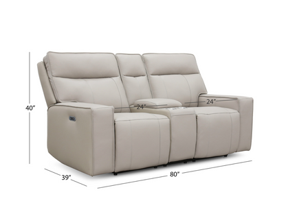 Layton Leather Power Reclining Loveseat - Gray