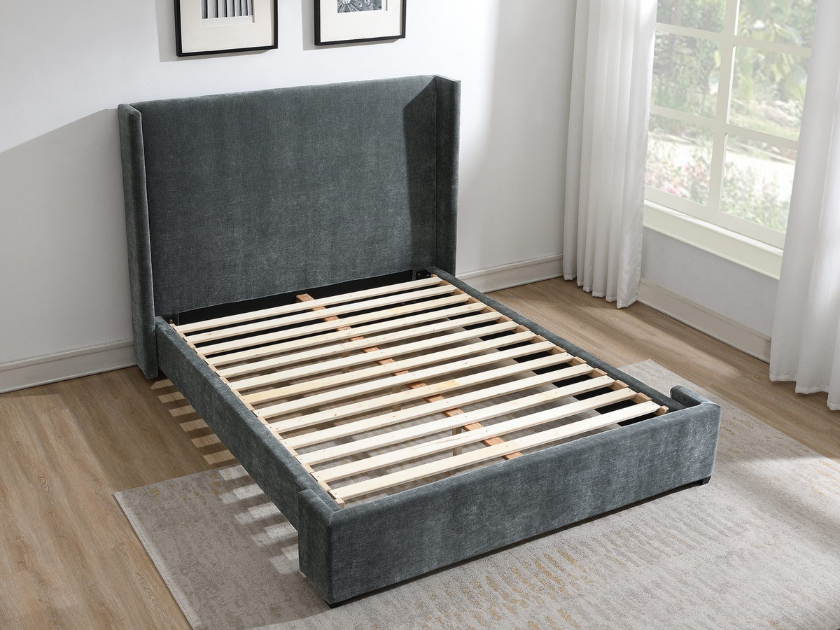 Lennon Upholstered Bed - Charcoal - Queen