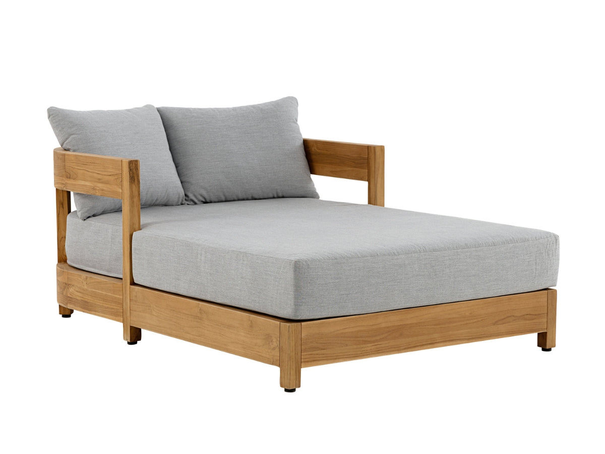 Santino® Outdoor Daybed - Gray Fabric with Teak Frame