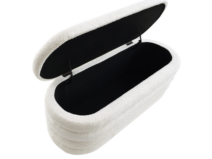 Cleo Storage Bench Ottoman - Ivory