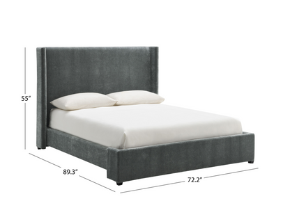 Lennon Upholstered Bed - Charcoal - Queen