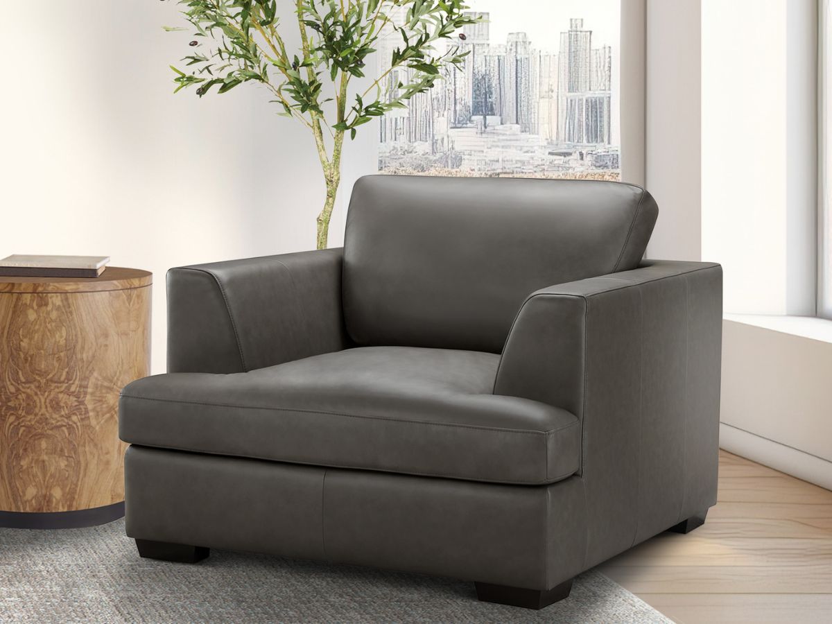Lisbon Leather Armchair - Dark Gray