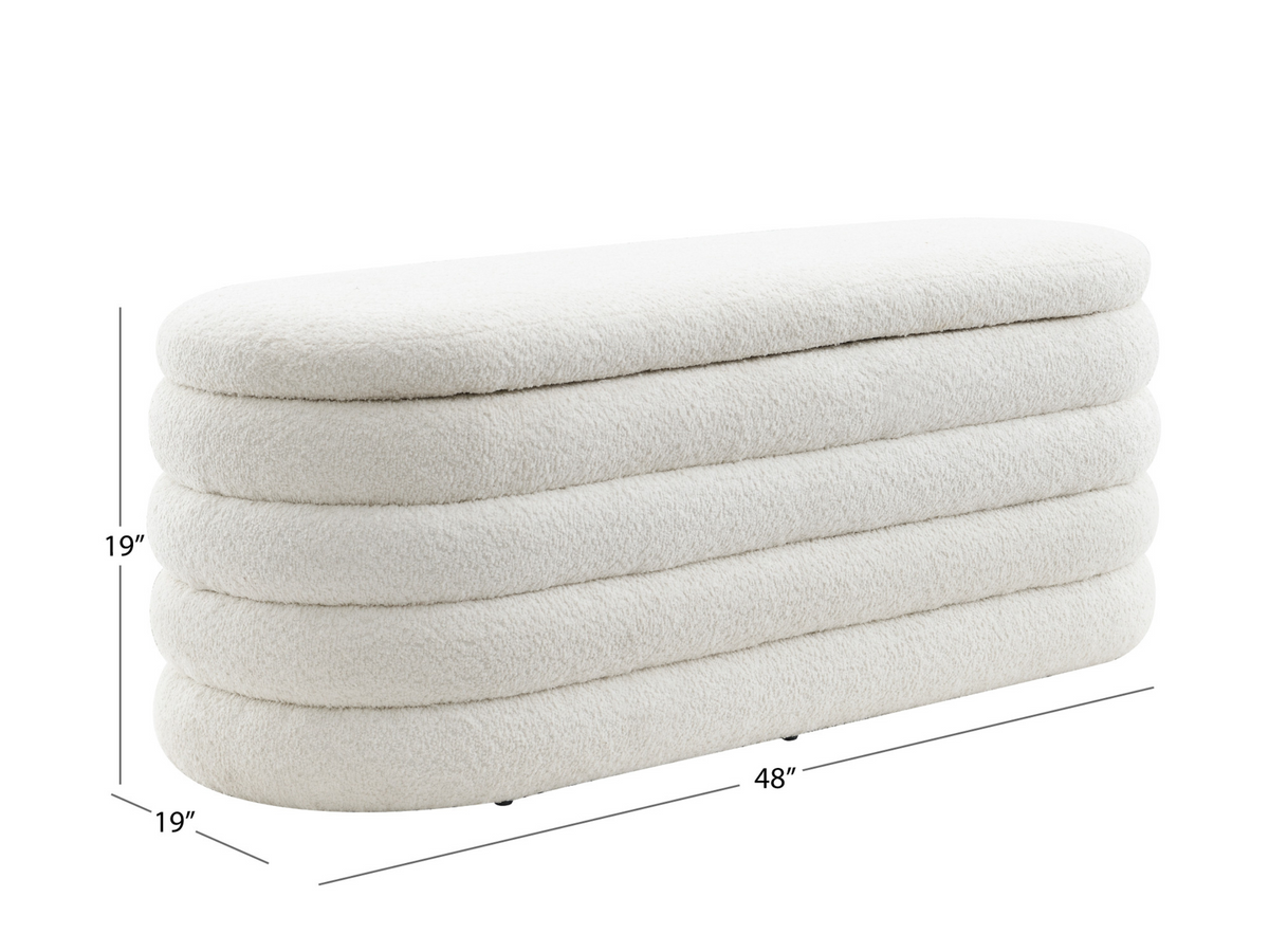 Cleo Storage Bench Ottoman - Ivory