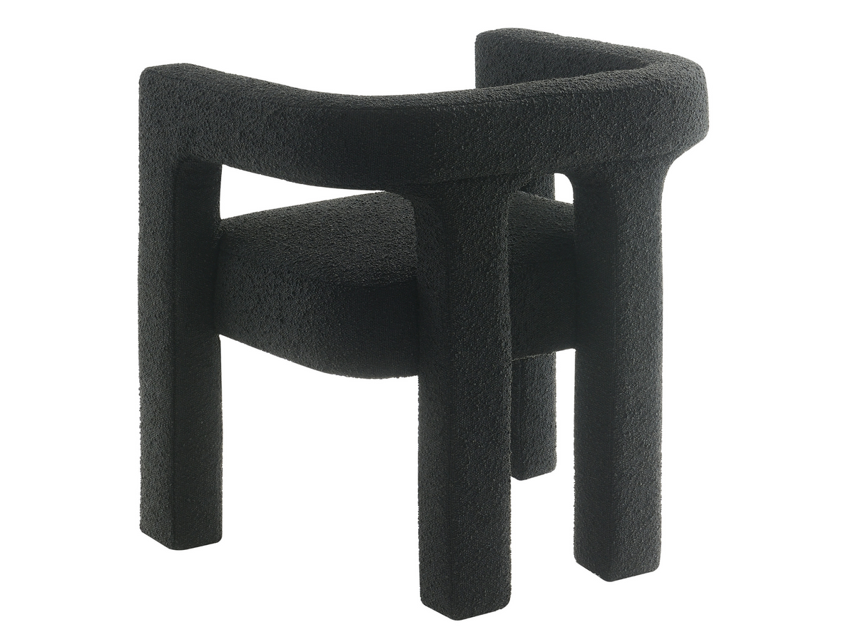 Mandy 5-pc Round Dining Set with Bouclé Chairs - Black