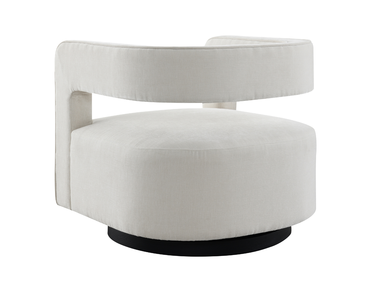 Lunar Stain-Resistant Fabric Swivel Chair - Cream