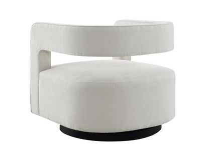 Lunar Stain-Resistant Fabric Swivel Chair - Cream