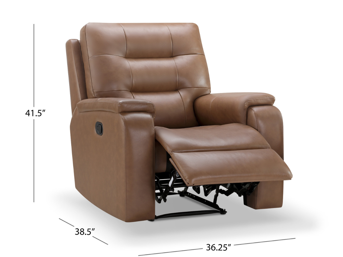 Waylen Top-Grain Leather Manual Recliner - Camel