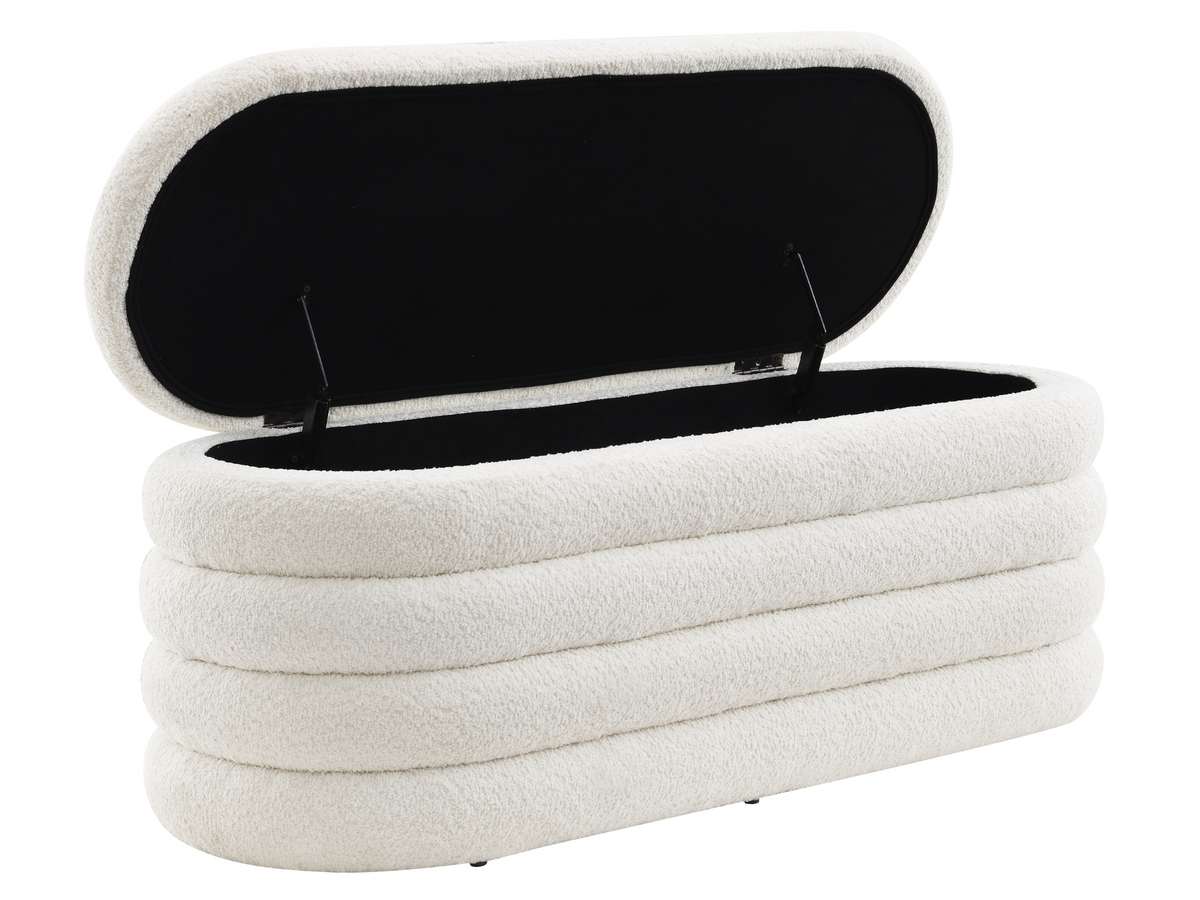Cleo Storage Bench Ottoman - Ivory