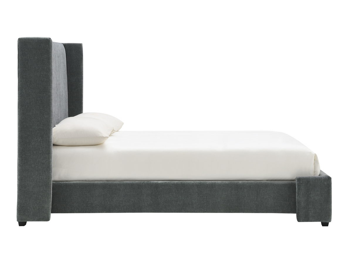 Lennon Upholstered Bed - Charcoal - Queen