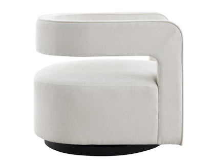 Lunar Stain-Resistant Fabric Swivel Chair - Cream