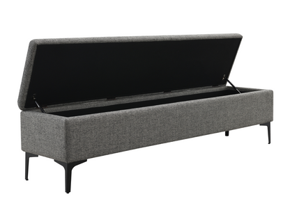 Evella Upholstered Storage Bench - Gray - King