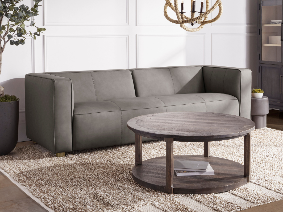 Matteo Nubuck Leather Sofa - Gray