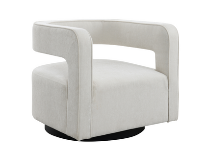 Lunar Stain-Resistant Fabric Swivel Chair - Cream