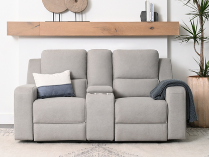 Margaret Fabric Manual Reclining Loveseat - Gray