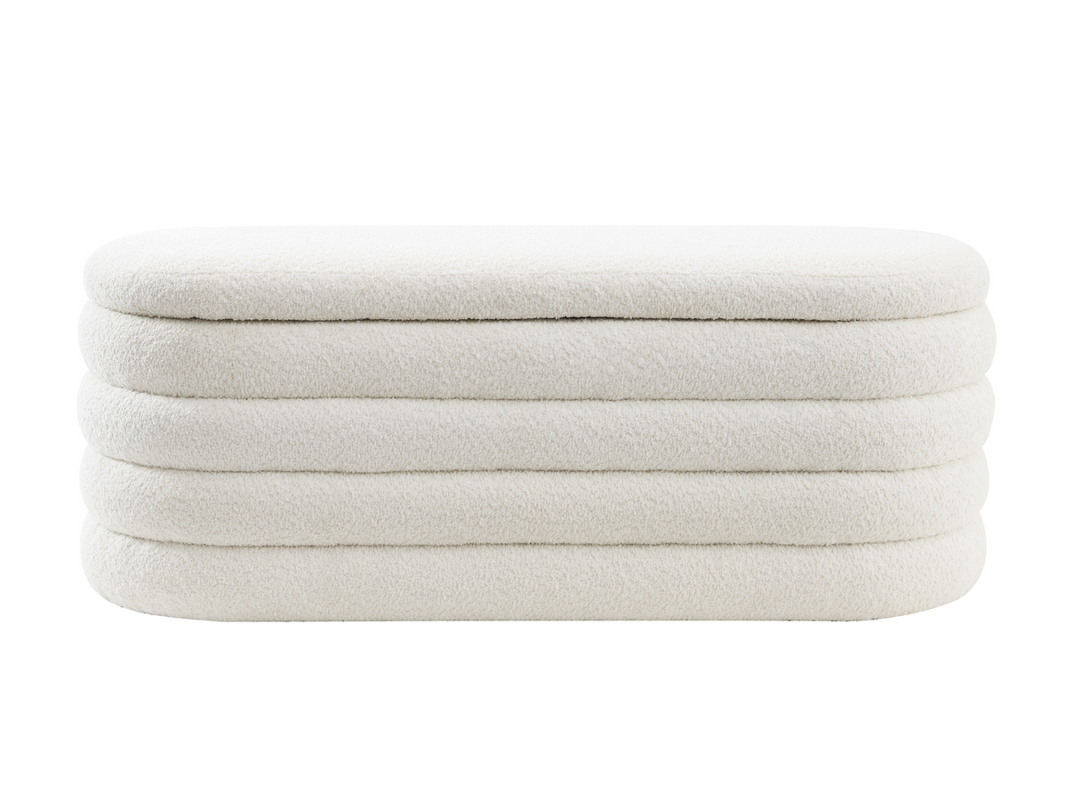 Cleo Storage Bench Ottoman - Ivory