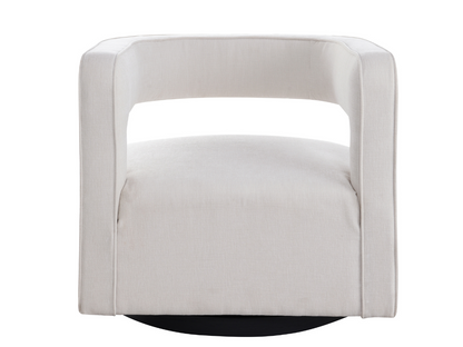 Lunar Stain-Resistant Fabric Swivel Chair - Cream